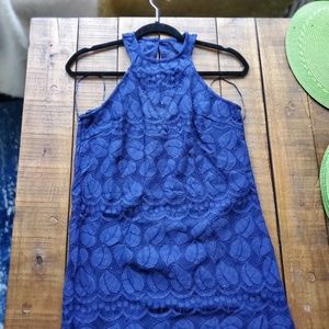 NWT Francesca's Blue Leaves Lace Halter Dress